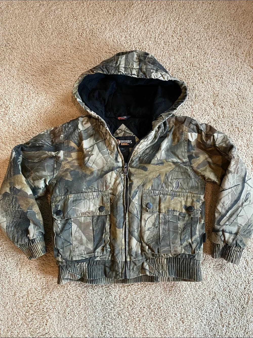 Camo Hooded Jacket for Kids - Realtree Style Green/Brown